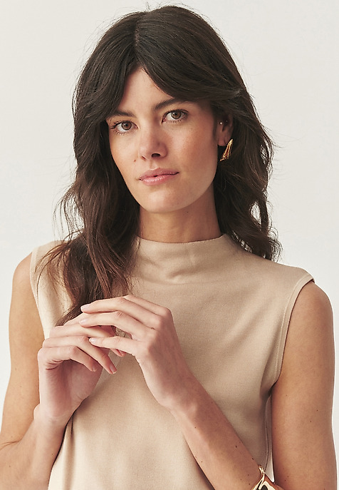 BLÚZKA BEZ RUKÁVOV S VLNENOU ZMESOU - KEZI BLÚZKA BEZ RUKÁVOV S VLNENOU ZMESOU - KEZI