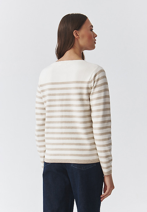 CLASSIC LADIES' STRIPED JUMPER WITH A BOAT NECKLINE — TELMA MULTICOLOR 2
