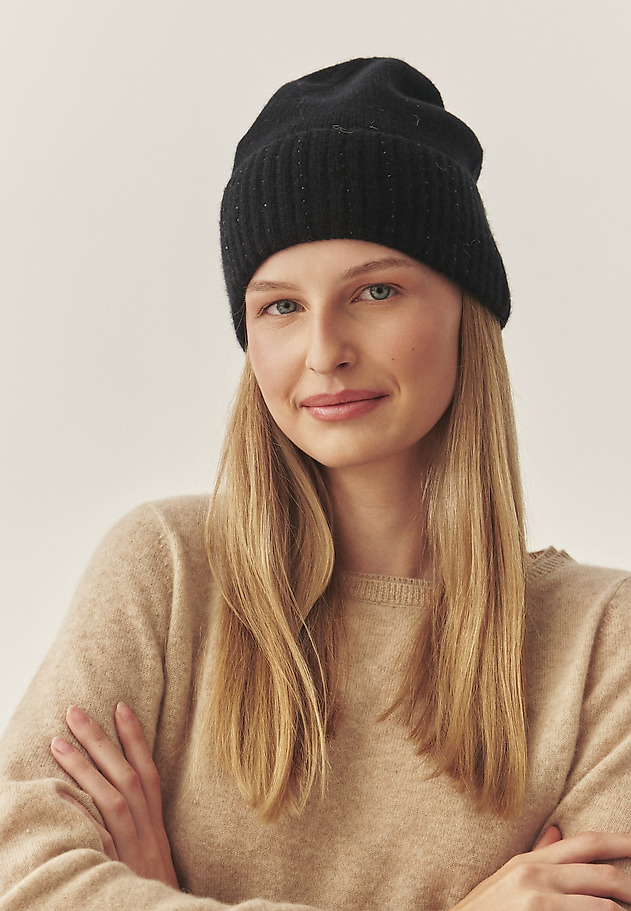BLACK WOOL AND CASHMERE HAT - BIDIQA BLACK WOOL AND CASHMERE HAT - BIDIQA BLACK 1