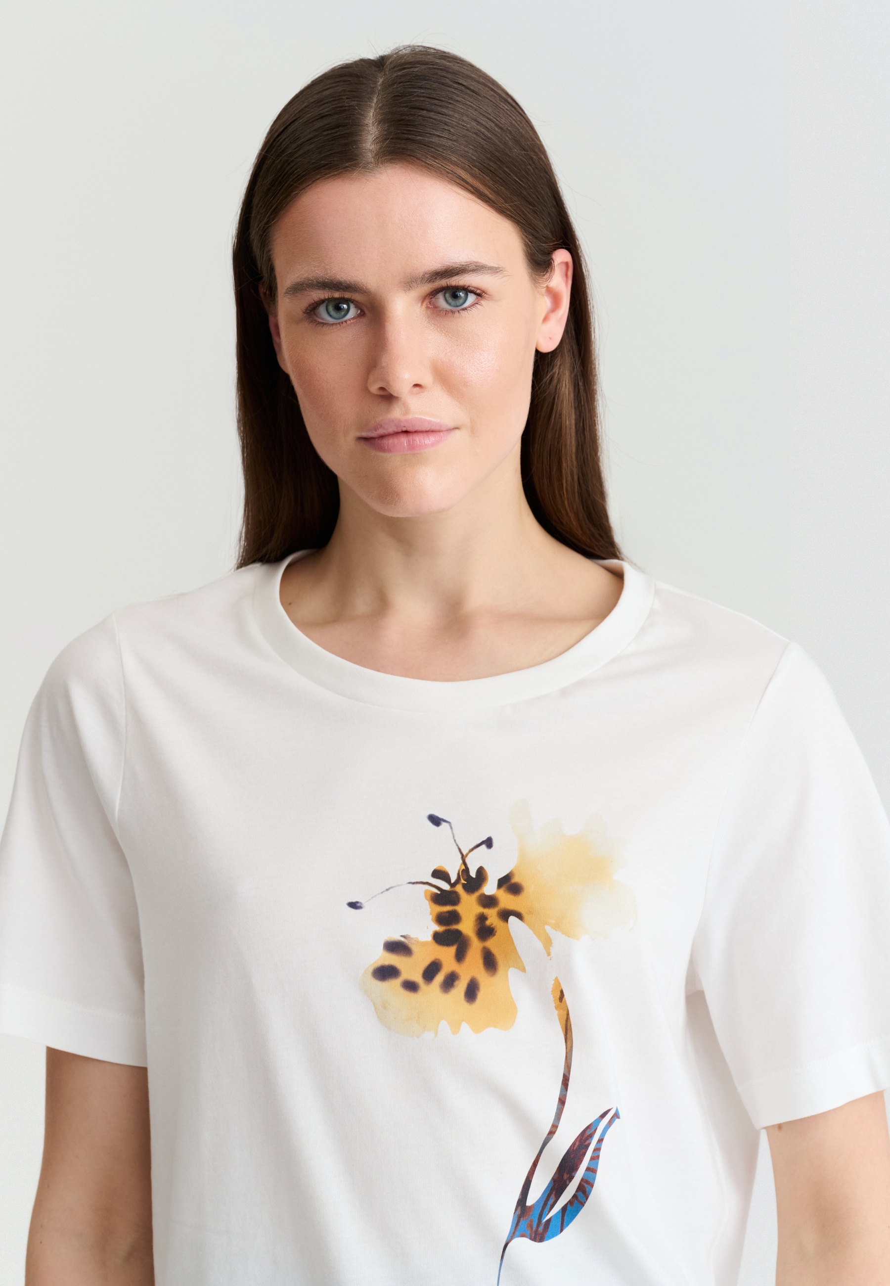 BAWEŁNIANY T-SHIRT Z NADRUKIEM - LANDA 1 ECRU 2