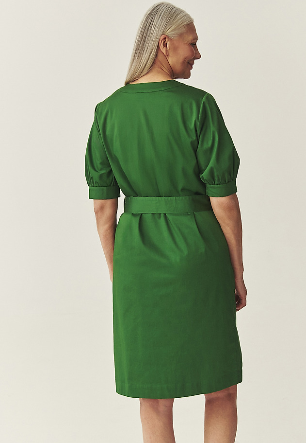 COTTON DRESS WITH BELT - TABATA color GREEN COTTON DRESS WITH BELT - TABATA color GREEN