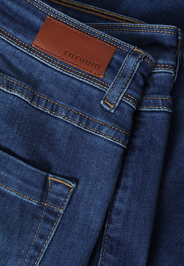 LADIES’ HIGH-WAISTED DENIM JEANS WITH WIDE LEG - LAKSI LADIES’ HIGH-WAISTED DENIM JEANS WITH WIDE LEG - LAKSI NIEBIESKI 4