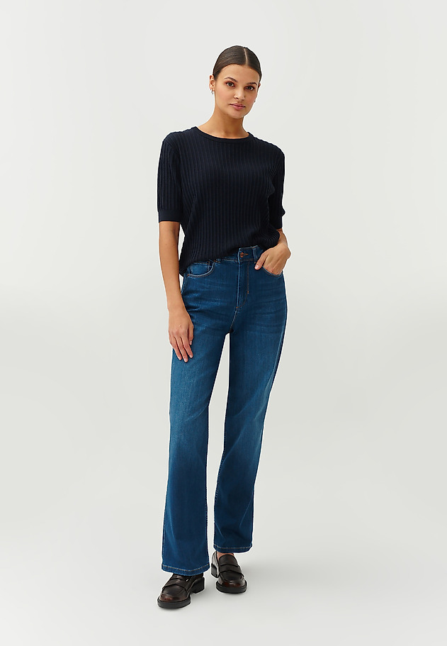 LADIES’ HIGH-WAISTED DENIM JEANS WITH WIDE LEG - LAKSI LADIES’ HIGH-WAISTED DENIM JEANS WITH WIDE LEG - LAKSI NIEBIESKI 2