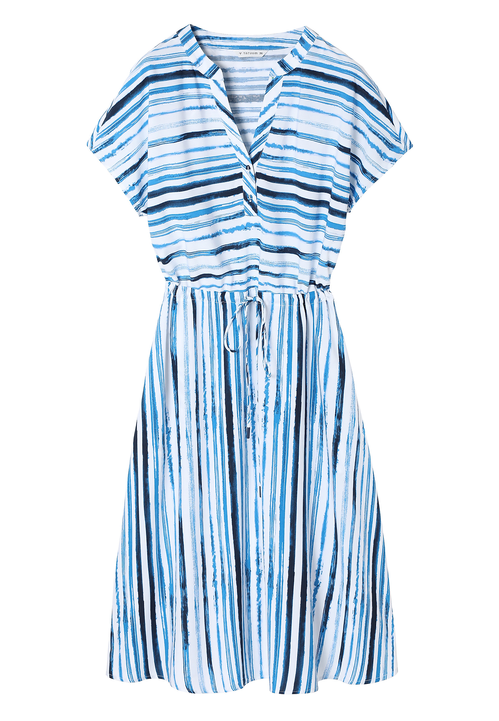 LADIES’ MIDI DRESS WITH IRREGULAR STIPES PRINT - MERIA LADIES’ MIDI DRESS WITH IRREGULAR STIPES PRINT - MERIA MULTICOLOR 97719