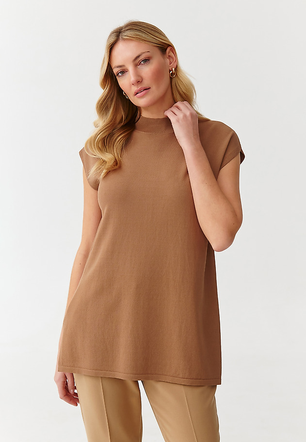 STYLISH SLEEVELESS LADIES’ SWEATER - LENO STYLISH SLEEVELESS LADIES’ SWEATER - LENO BEŻOWY 3