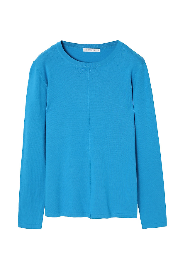 CLASSIC LADIES’ SWEARER WITH DECORATIVE STITCHING - NICOLETTA 1 CLASSIC LADIES’ SWEARER WITH DECORATIVE STITCHING - NICOLETTA 1 NIEBIESKI 5