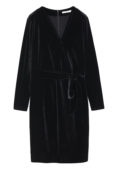 LADIES’ VELVET DRESS WITH A TIE VELVI BLACK 2