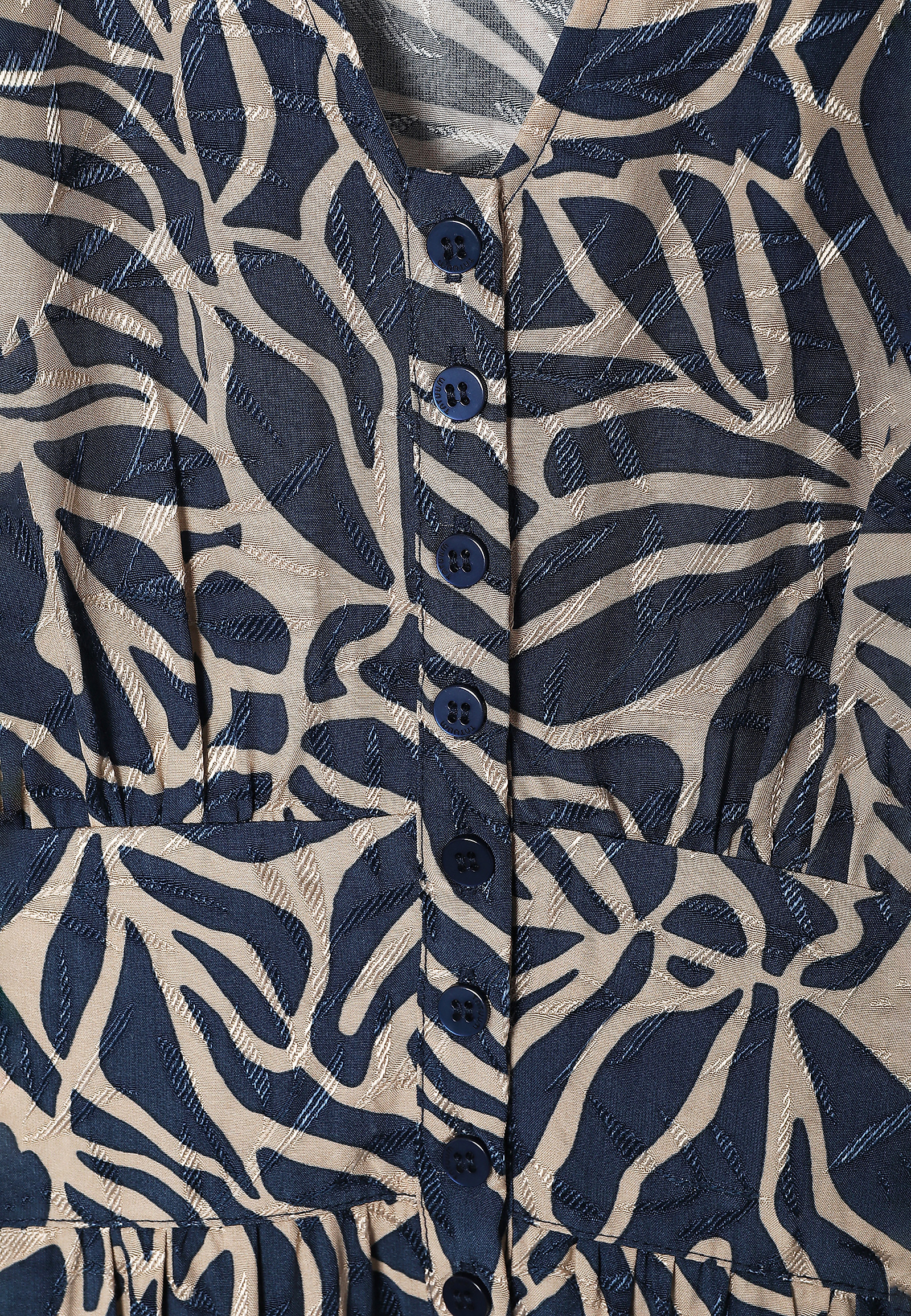 WZORZYSTA SUKIENKA WISKOZOWA Z RĘKAWEM 3/4  - KAMDI WZORZYSTA SUKIENKA WISKOZOWA Z RĘKAWEM 3/4  - KAMDI MULTIKOLOR 100239