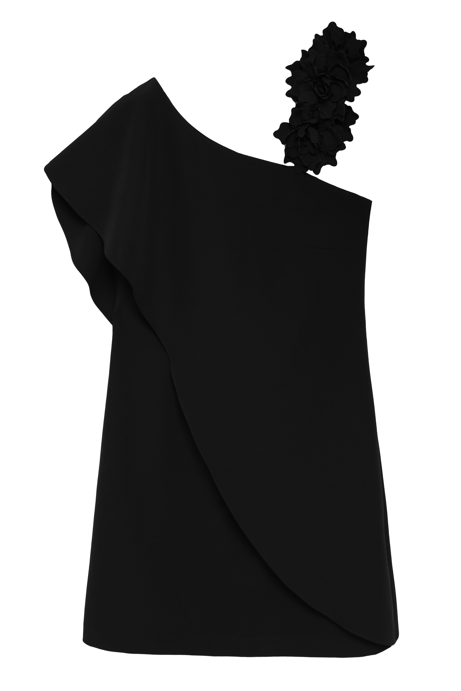 ASYMMETRICAL DRESS WITH DECORATIVE STRAP - KONTESI ČRNA 2