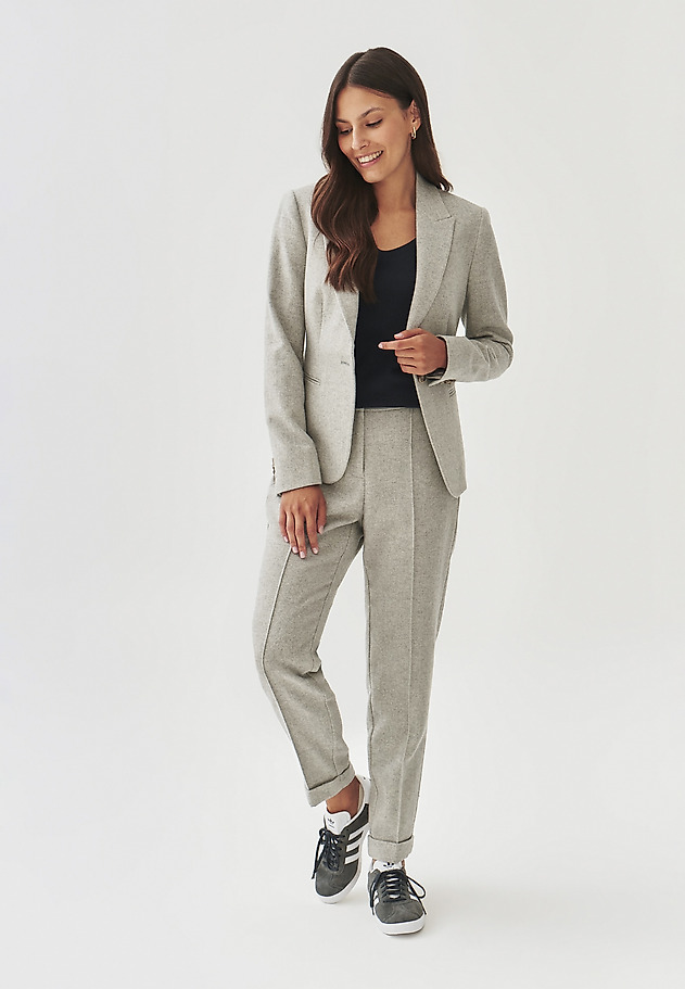HERRINGBONE FABRIC TROUSERS - SUMKO HERRINGBONE FABRIC TROUSERS - SUMKO SZARY 1