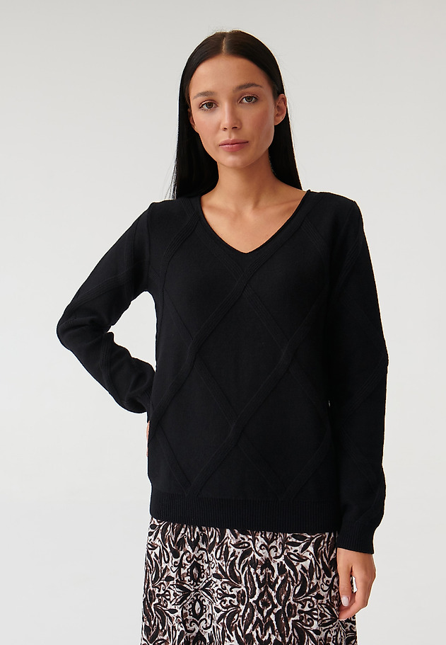 SWETER DAMSKI W ROMBY BUMO SWETER DAMSKI W ROMBY BUMO CZARNY 3