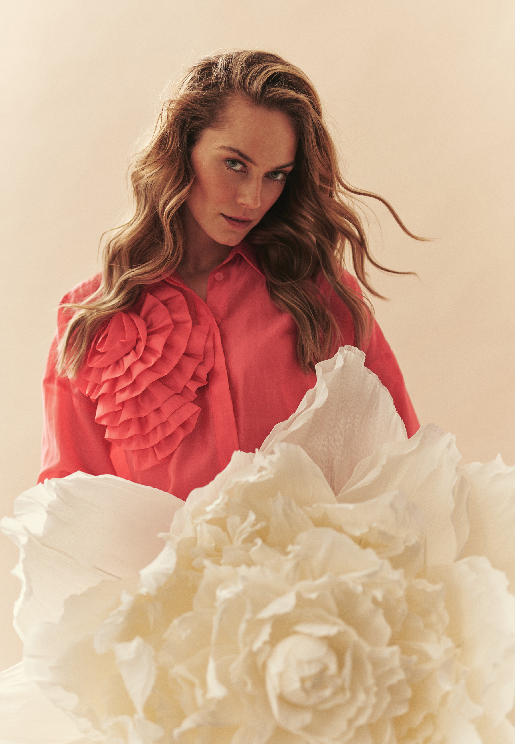 PÓŁTRANSPARENTNA KOSZULA Z LYOCELLEM LENZING™ - CLARE CZERWONY 2