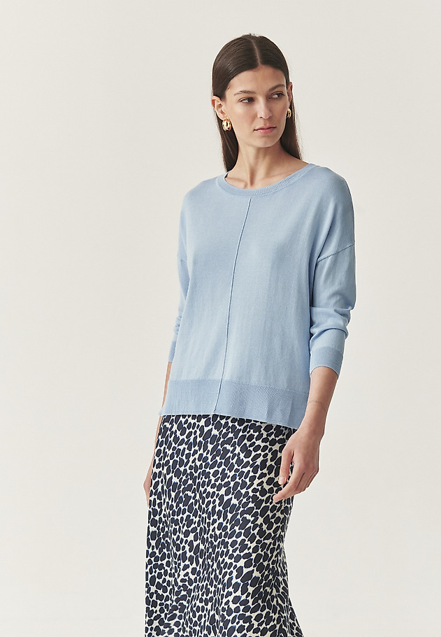 STYLOWY SWETER Z BAWEŁNĄ - NALA STYLOWY SWETER Z BAWEŁNĄ - NALA NIEBIESKI 1