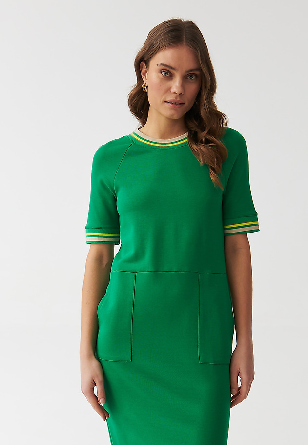 LADIES’ DRESS WITH STRIPED RIB AND AN ELASTIC - CAMILA LADIES’ DRESS WITH STRIPED RIB AND AN ELASTIC - CAMILA ZIELONY 6