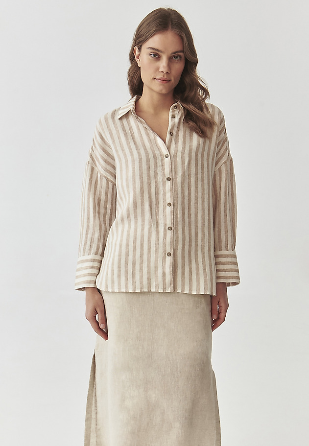 LADIES’ LINEN STRIPED BLOUSE - ANDRAGIA LADIES’ LINEN STRIPED BLOUSE - ANDRAGIA MULTIKOLOR 3