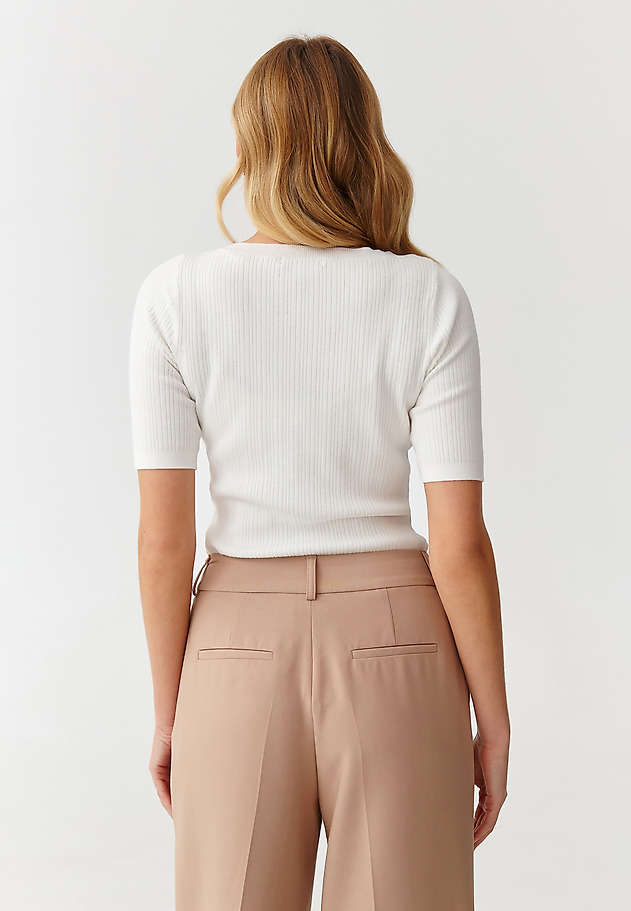FITTED RIBBED LADIES’ SWEATER - SALMIKO FITTED RIBBED LADIES’ SWEATER - SALMIKO ECRU 4