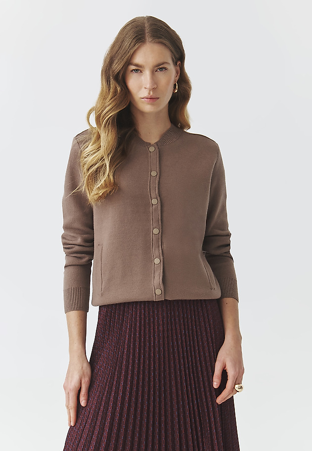 LADIES' BOMBER SWEATER WITH PRESS STUDS- ANGIE LADIES' BOMBER SWEATER WITH PRESS STUDS- ANGIE BEŻOWY 2