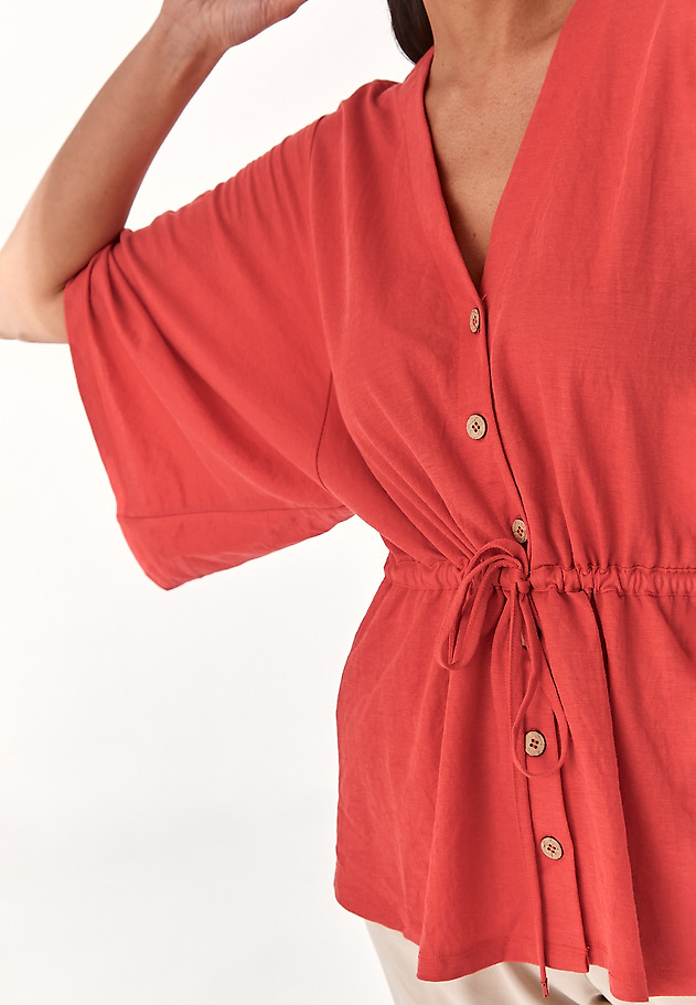 BLUZKA DAMSKA W STYLU KIMONA ATIKI BLUZKA DAMSKA W STYLU KIMONA ATIKI CZERWONY 3