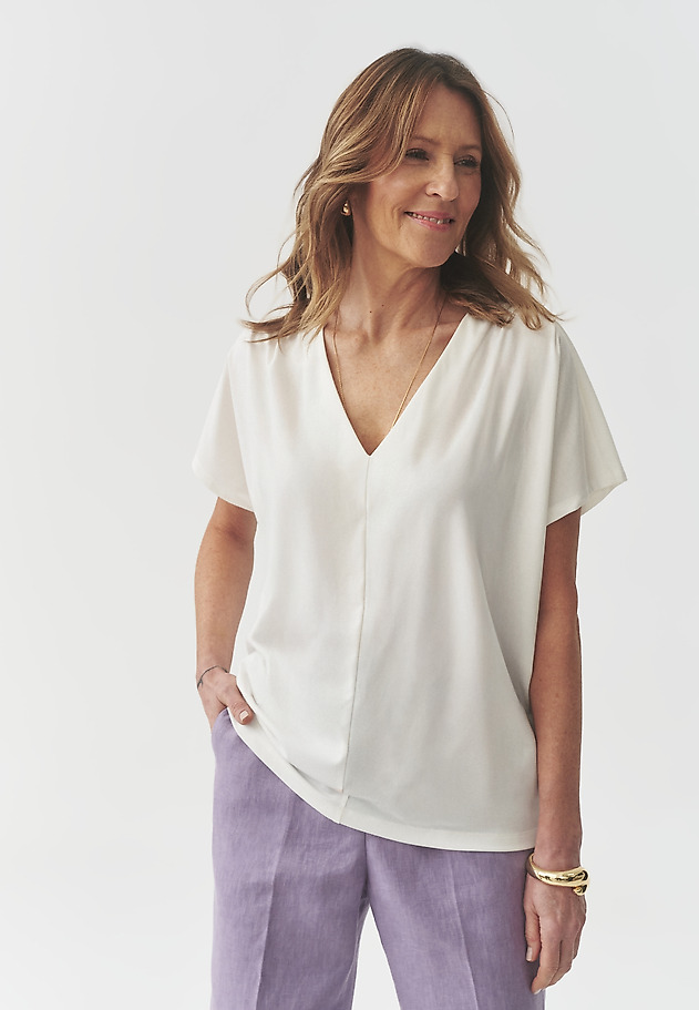 KLASIČNA ŽENSKA BLUZA IZ GLADKE PLETENINE - KALA KLASIČNA ŽENSKA BLUZA IZ GLADKE PLETENINE - KALA ECRU 4
