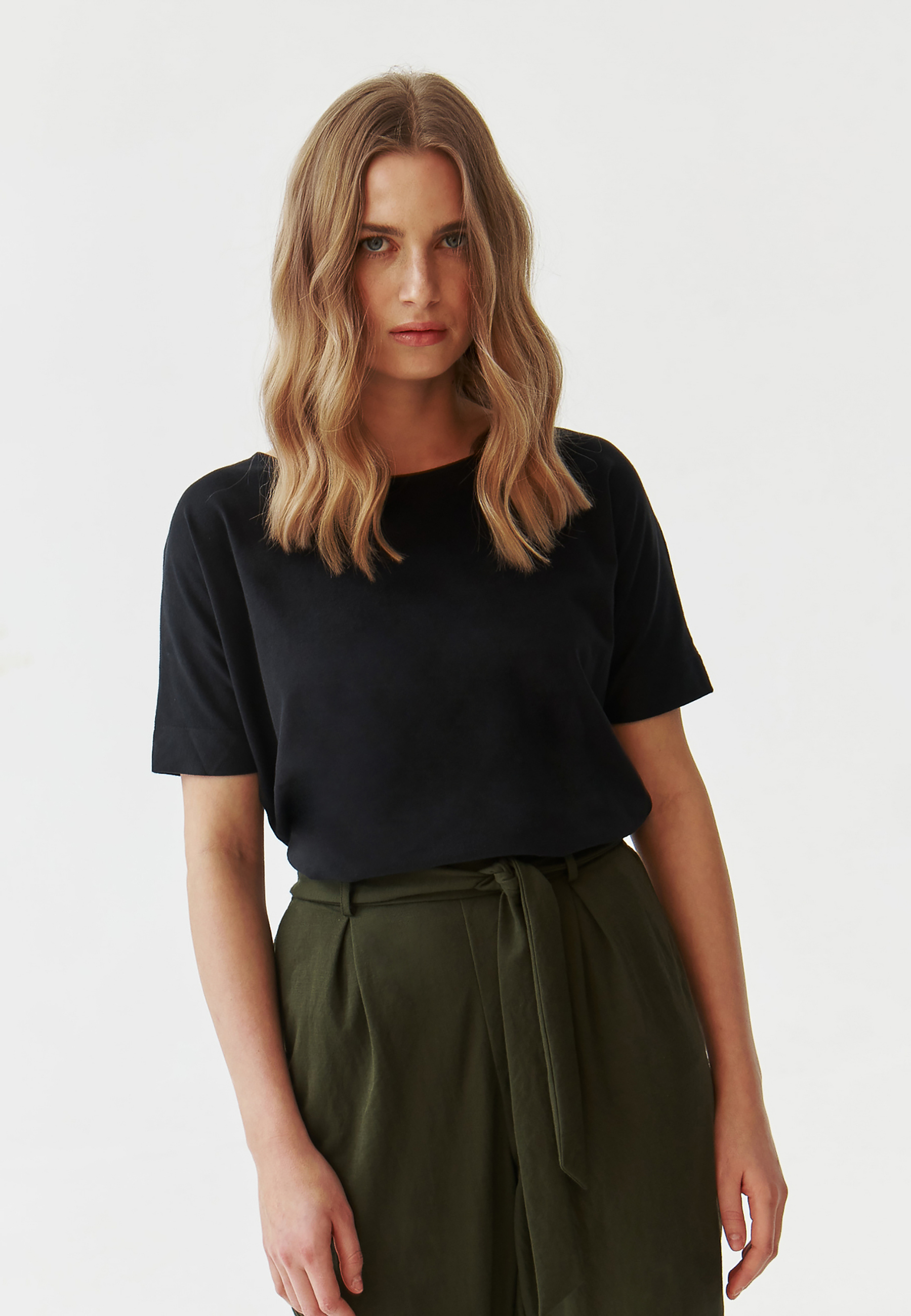 TRICOU DE DAMĂ, DIN BUMBAC, CU MÂNECI KIMONO - LALI