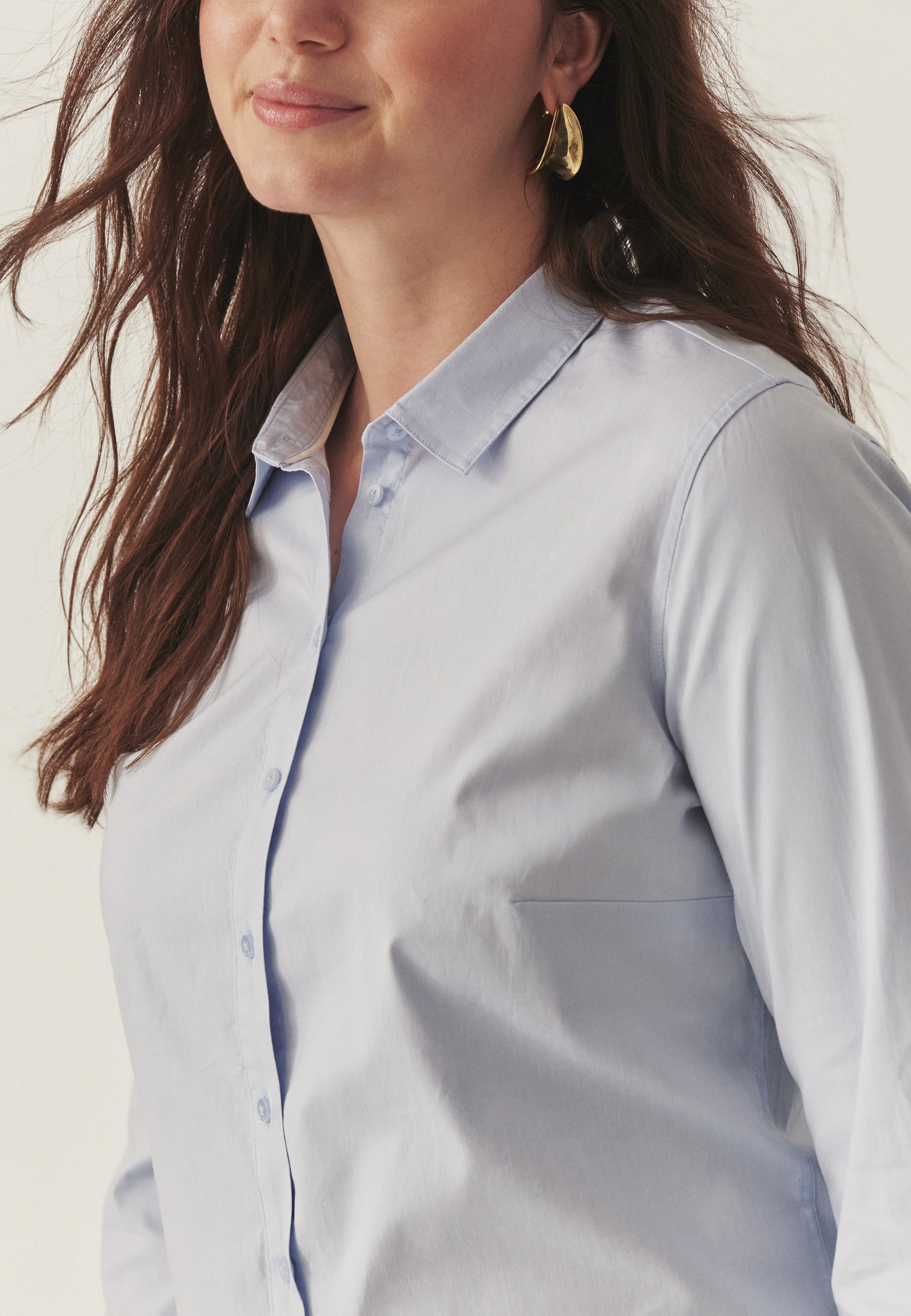 CĂMAȘĂ DIN BUMBAC, CU TALIE ACCENTUATĂ — ELISHA ALBASTRU 2