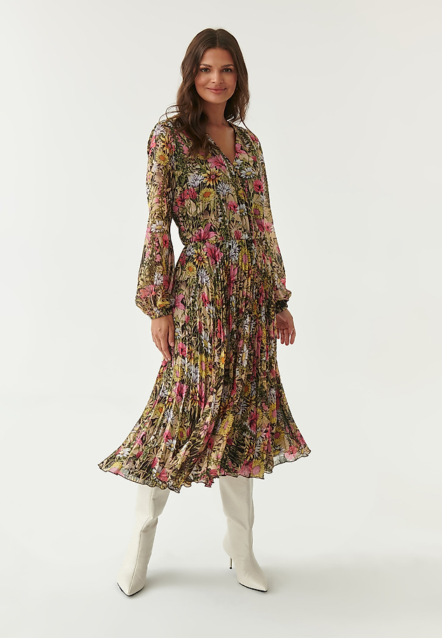 LADIES' CHIFFON MIDI DRESS WITH FLOWERS MARONI LADIES' CHIFFON MIDI DRESS WITH FLOWERS MARONI MULTICOLOR 1
