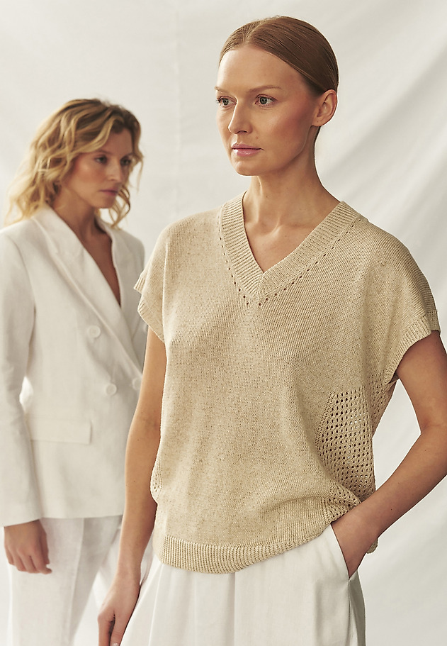 SVOBODNA BLUZA IZ PREJE - NITA SVOBODNA BLUZA IZ PREJE - NITA BEŽ 1