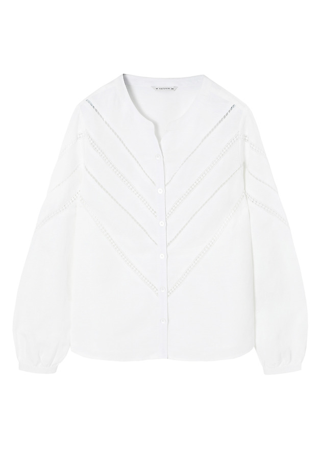 LINEN-VISCOSE SHIRT WITH EMBROIDERY - CASSIA LINEN-VISCOSE SHIRT WITH EMBROIDERY - CASSIA BIAŁY 8