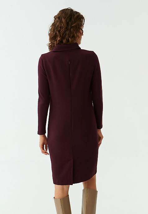 ROCHIE DIN ȚESĂTURĂ ȘI TRICOT CU GULER ÎNALT SAGAMIA ROȘU 2