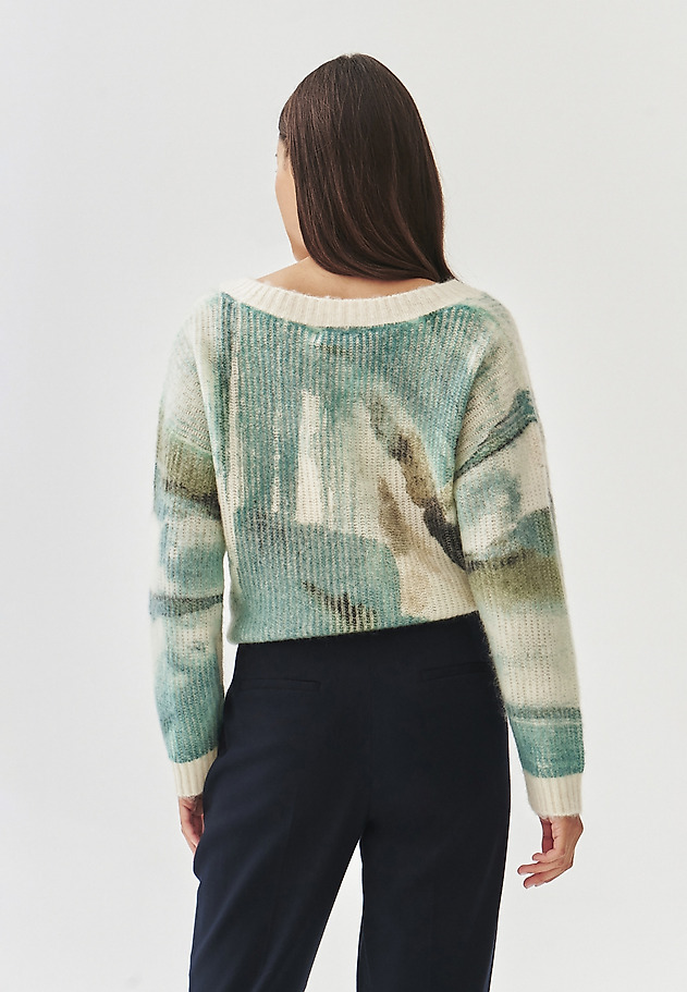 LADIES' SWEATER WITH ABSTRACT PRINT- STACY LADIES' SWEATER WITH ABSTRACT PRINT- STACY MULTIKOLOR 4