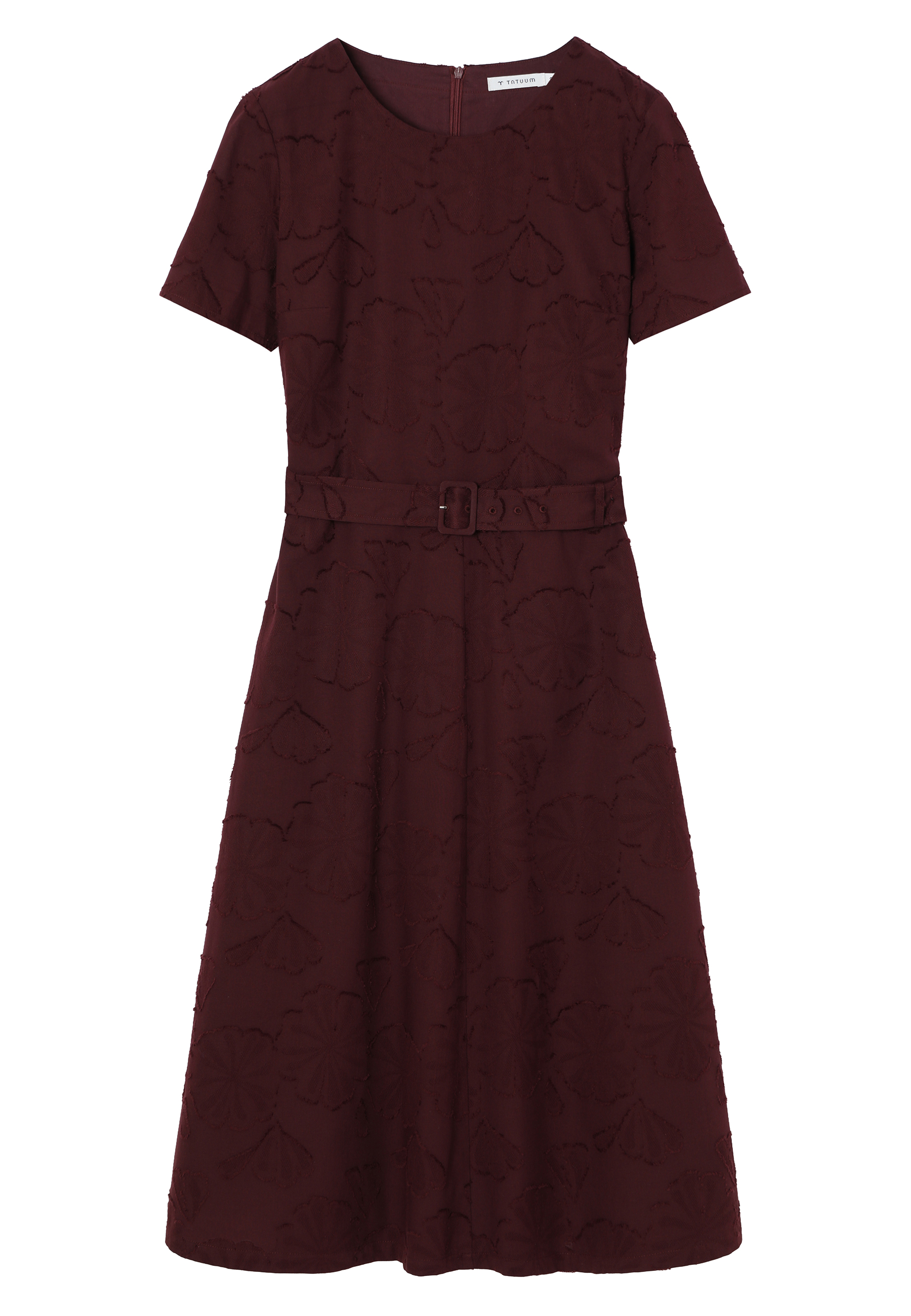 BAWEŁNIANA SUKIENKA MIDI Z KWIATOWYM HAFTEM - KAMI Z CZERWONY 2