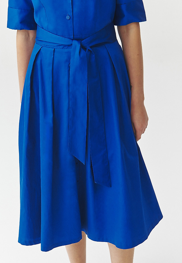 SHORT-SLEEVED FLARED MIDI DRESS — NIKI SHORT-SLEEVED FLARED MIDI DRESS — NIKI BLUE 10