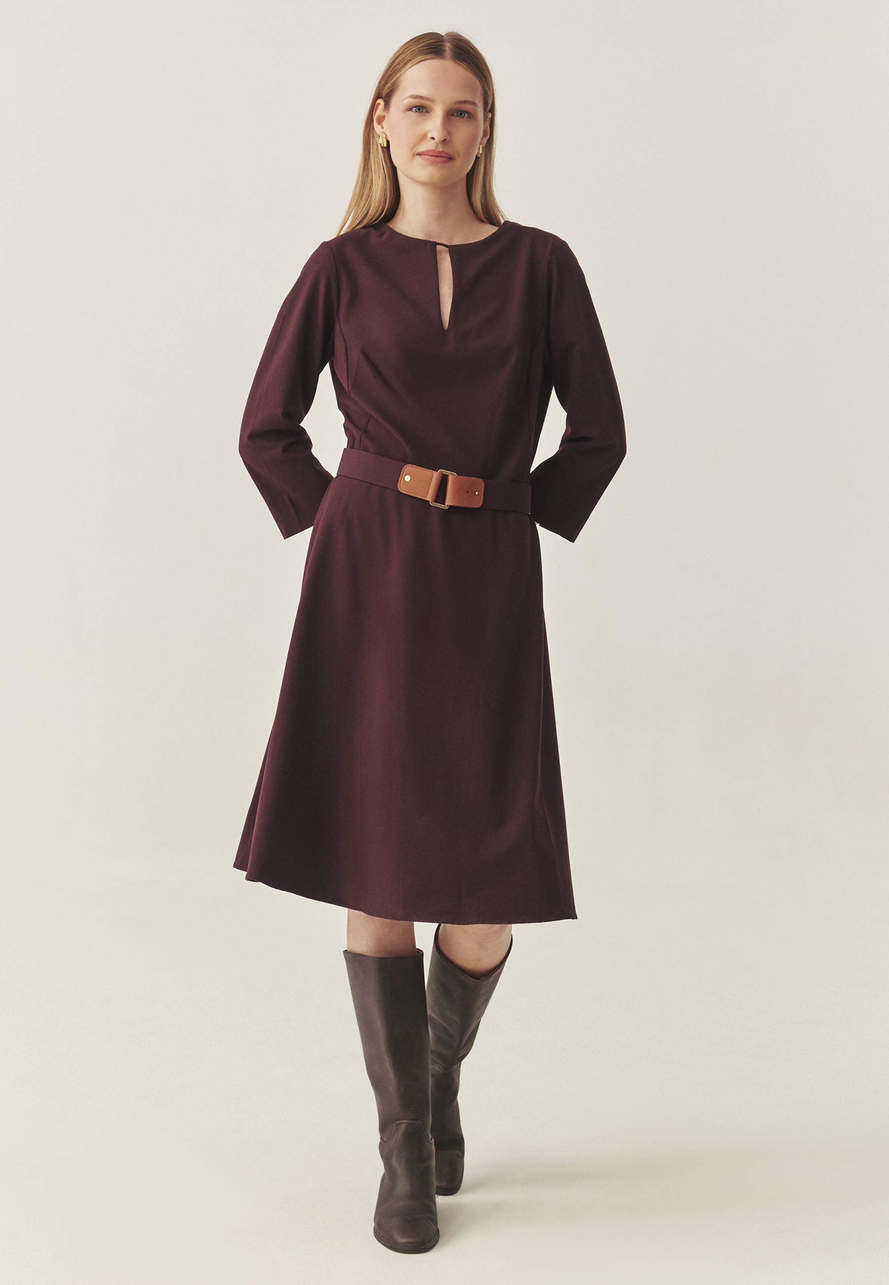 OBLEKA IZ BLAGA S 3/4 ROKAVI - ANAKO VIJOLIČNA 2