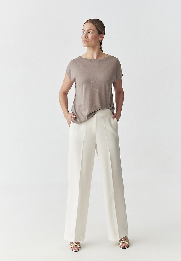 WISKOZOWY SWETER Z METALIZOWANYM WŁÓKNEM — GOLDIE WISKOZOWY SWETER Z METALIZOWANYM WŁÓKNEM — GOLDIE BEŻOWY 2