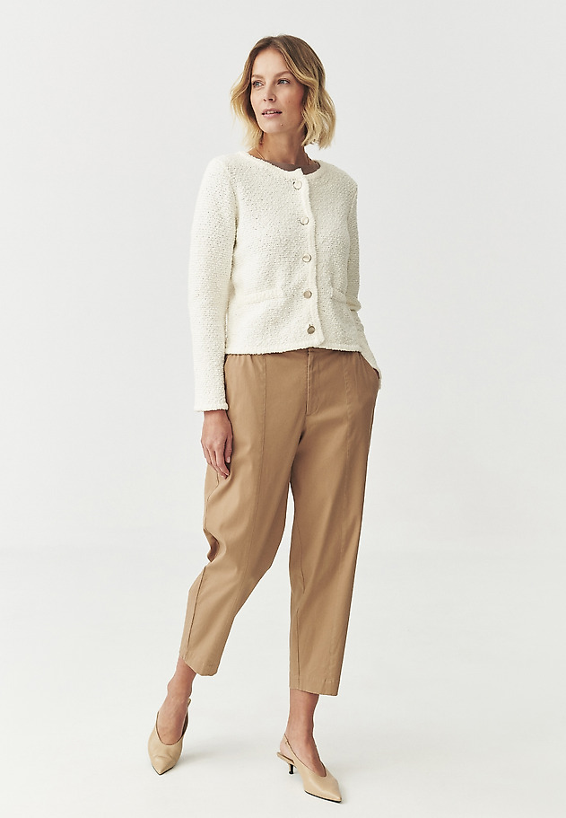 COTTON CHANEL CUT CARDIGAN — SUZY COTTON CHANEL CUT CARDIGAN — SUZY ECRU 3
