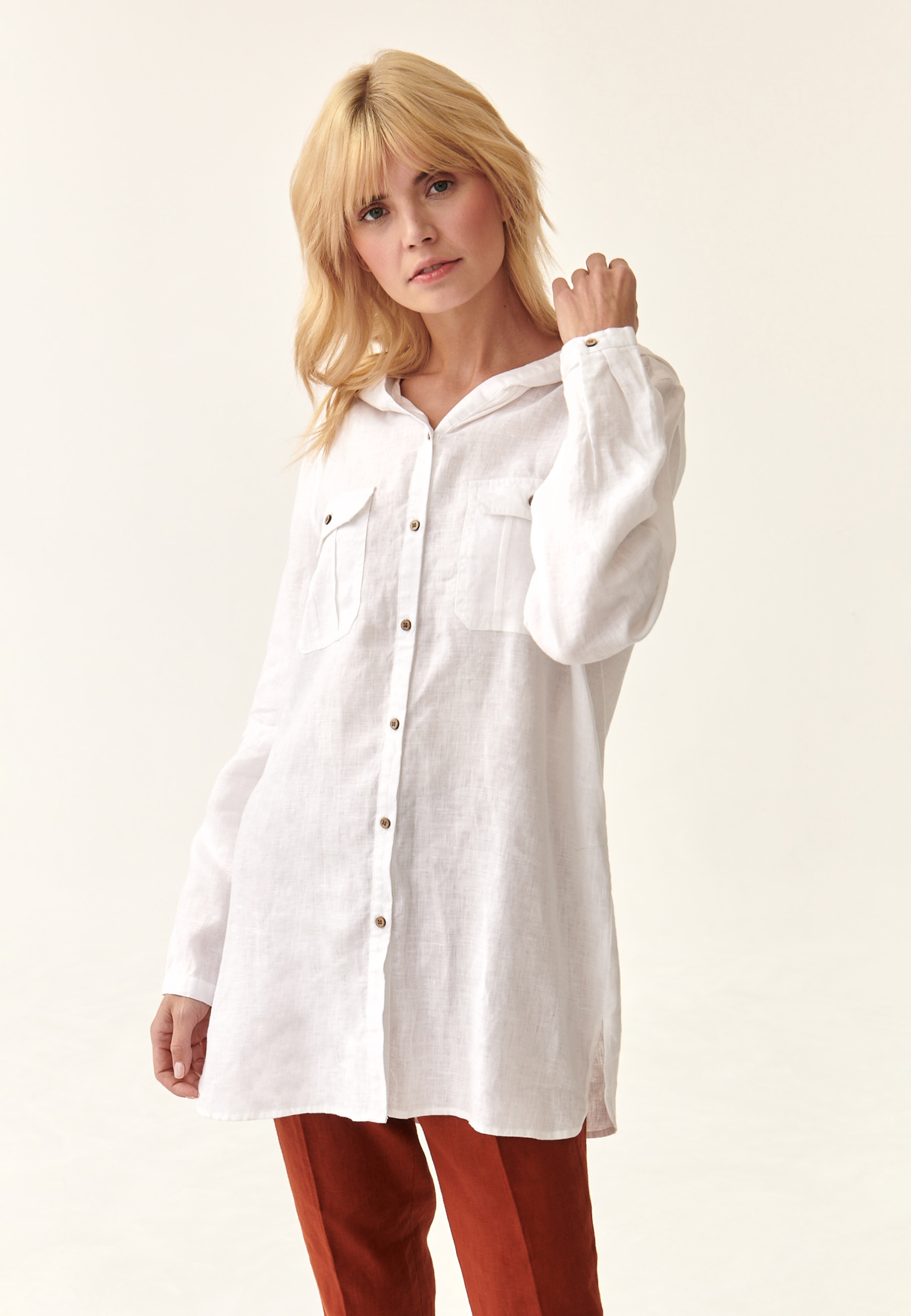 LNIANA BLUZKA TUNIKA Z KAPTUREM JUNA