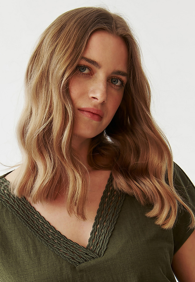 LADIES’ BLOUSE WITH V-SHAPED NECKLINE - KALSA LADIES’ BLOUSE WITH V-SHAPED NECKLINE - KALSA KHAKI 1