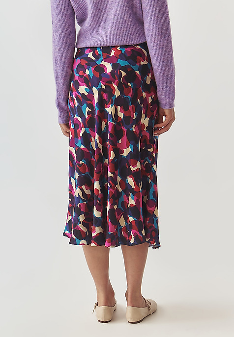 PATTERNED SKIRT MADE OF SATIN FABRIC - SATINI 7 MULTICOLOR 2