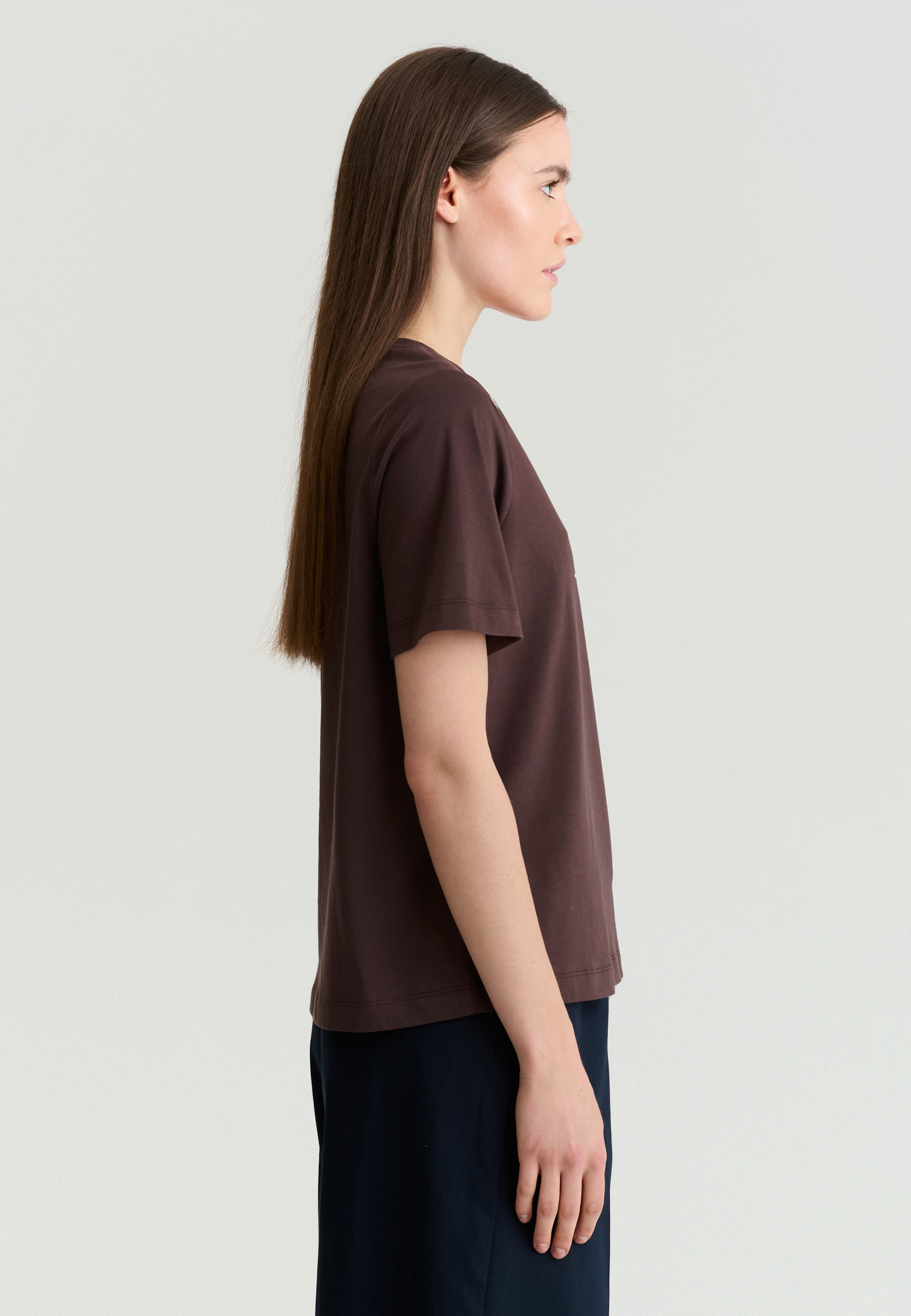BAWEŁNIANY T-SHIRT Z NADRUKIEM - LANDA BRĄZOWY 2