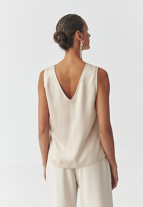 VISCOSE SATIN BLOUSE — SUSENA BEIGE 2