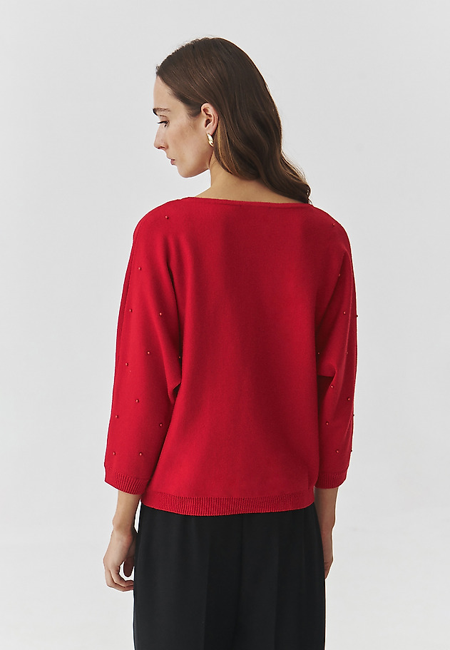 LADIES' JUMPER WITH DECORATIVE BALLS — PERLO LADIES' JUMPER WITH DECORATIVE BALLS — PERLO CZERWONY 3