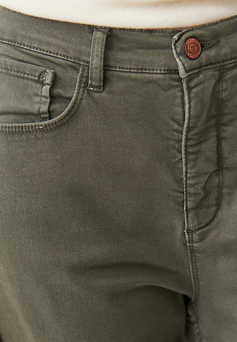 PANTALONI DE DAMĂ AJUSTAȚI, DIN ȚESĂTURĂ - ROMIKI 2 KAKI 2