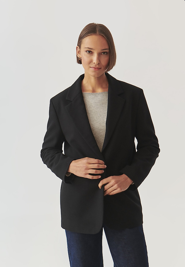 FABRIC BLAZER WITH OVERSIZE CUT - KENEKO FABRIC BLAZER WITH OVERSIZE CUT - KENEKO CZARNY 1