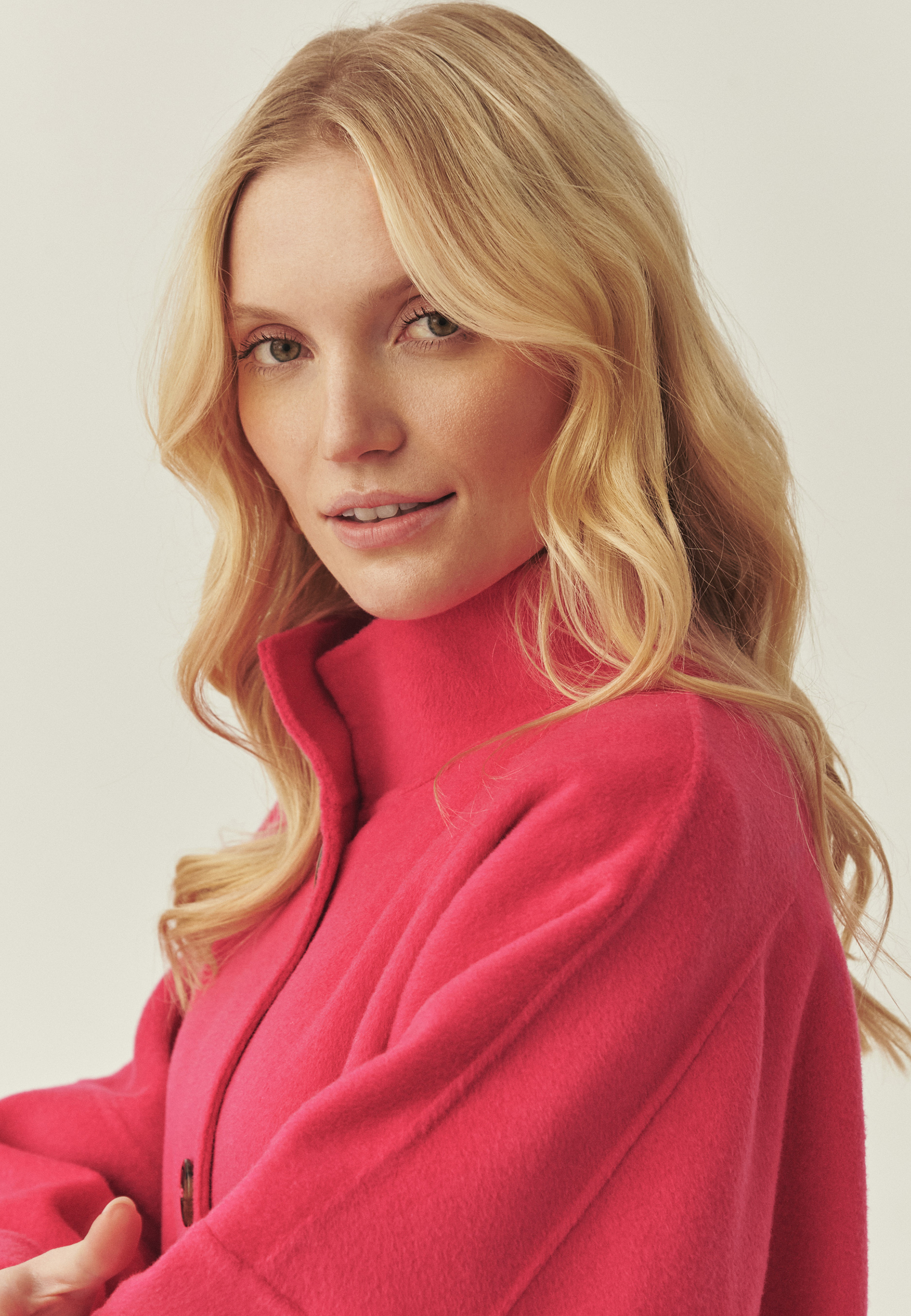 SWOBODNY PŁASZCZ Z WEŁNĄ - MORIVIA RÓŻOWY 2