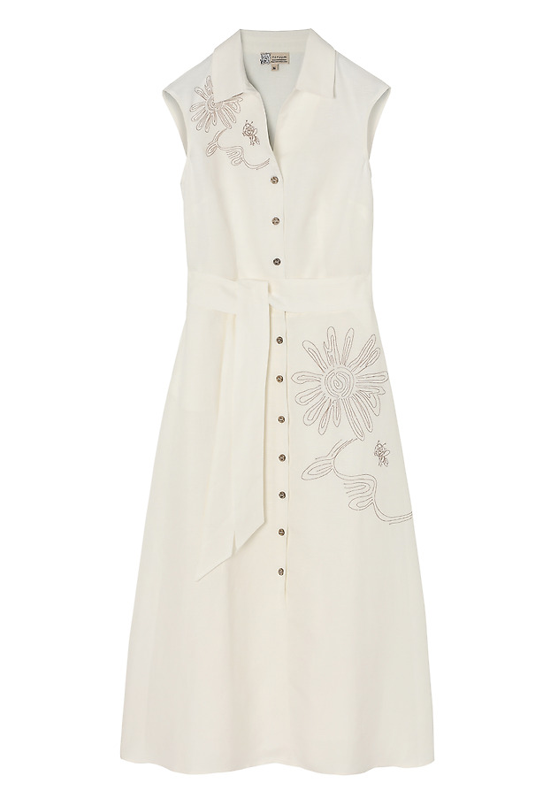 MIDI SCHMISSERIE DRESS IN LINEN AND VISCOSE - RONNA MIDI SCHMISSERIE DRESS IN LINEN AND VISCOSE - RONNA ECRU 6