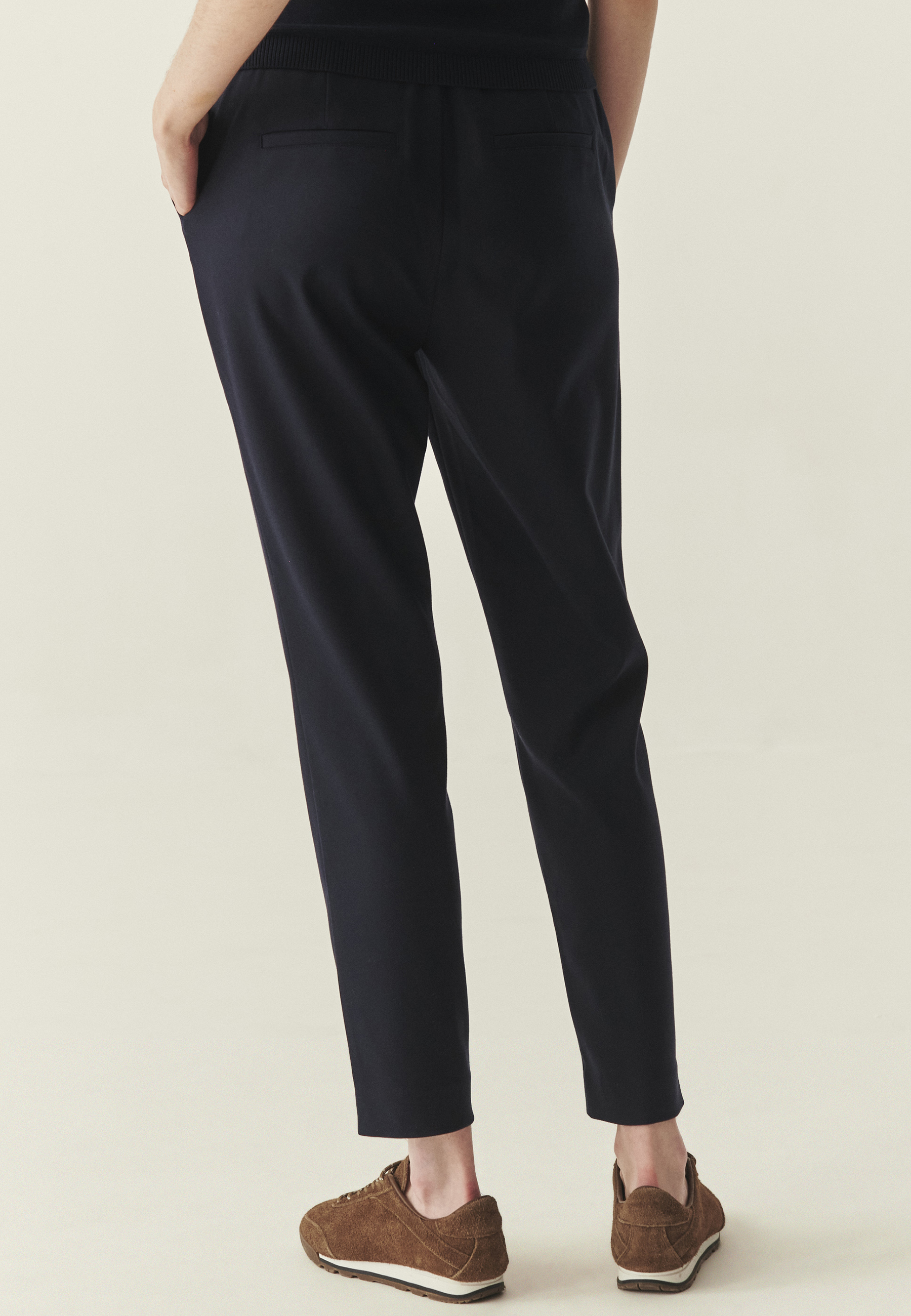 TKANINOWE SPODNIE Z PROSTĄ NOGAWKĄ - OLIA 3 GRANATOWY 2