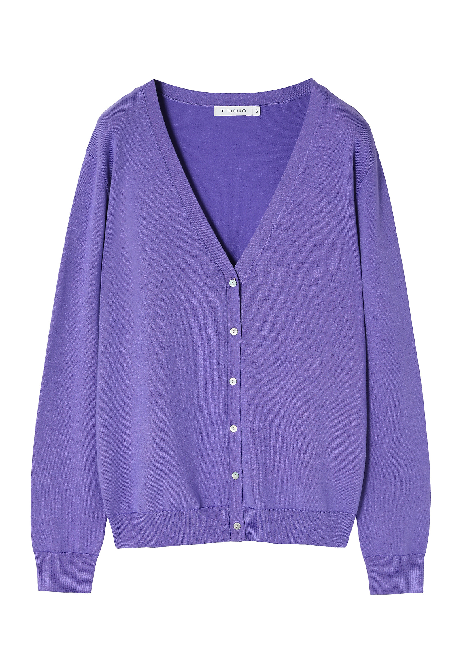 UNBUTTONED LADIES' SWEATER WITH V-NECKLINE - VERA UNBUTTONED LADIES' SWEATER WITH V-NECKLINE - VERA PURPLE 100495