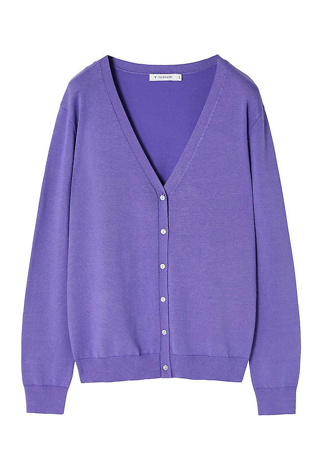 UNBUTTONED LADIES' SWEATER WITH V-NECKLINE - VERA UNBUTTONED LADIES' SWEATER WITH V-NECKLINE - VERA PURPLE 7