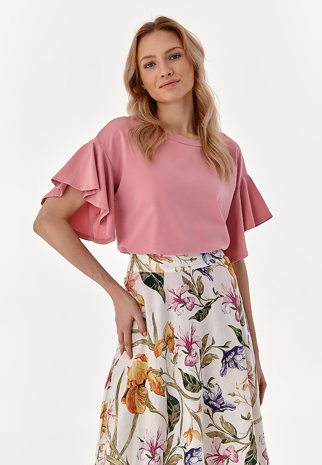 BLUZKA DAMSKA Z FALBANAMI GORGIA BLUZKA DAMSKA Z FALBANAMI GORGIA RÓŻOWY 1