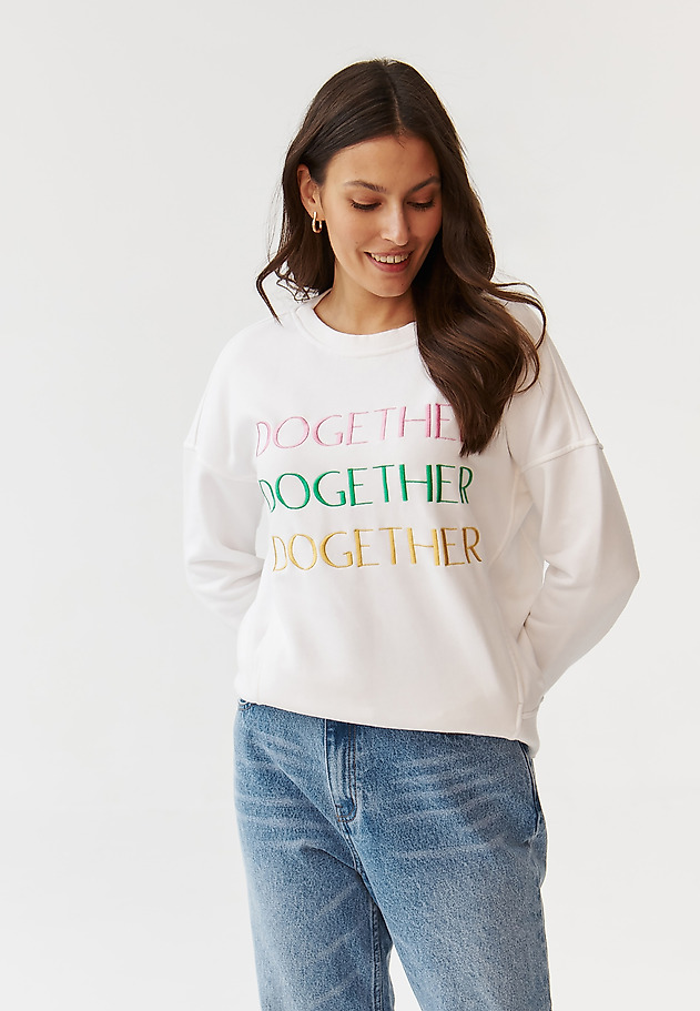 LADIES’ SWEATSHIRT WITH TEXT INSCRIPTION EMBROIDERY - GINGER LADIES’ SWEATSHIRT WITH TEXT INSCRIPTION EMBROIDERY - GINGER ECRU 4